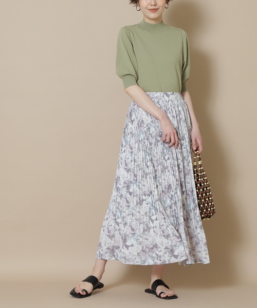 N.(N. Natural Beauty Basic)(エヌエヌナチュラルビューティーベーシック)の「◆フラワーケシプリーツスカート(スカート・レディース・グレー系/グリーン系/ピンク系・MEDIUM)」の1枚目の写真