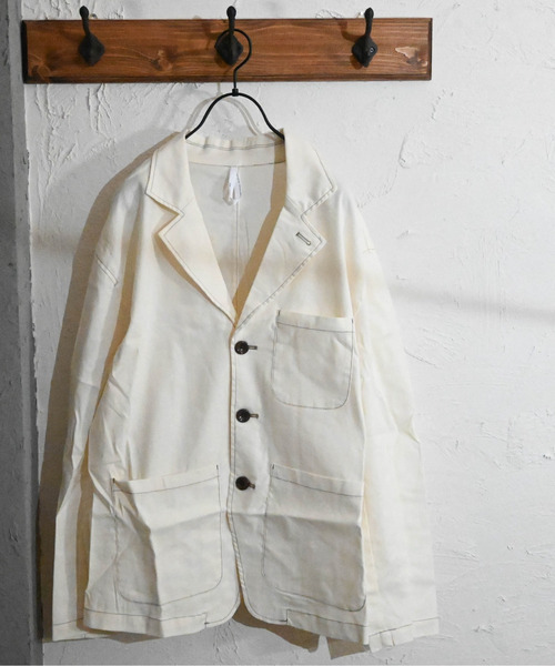 Burner(バーナー)の「【BURNER SELECT】綿麻ストレッチラペルトカバーオール(ステッチ配色)(カバーオール・メンズ・ベージュ/ブラック/キナリ/カーキ/ネイビー・XL/L/M)」の1枚目の写真