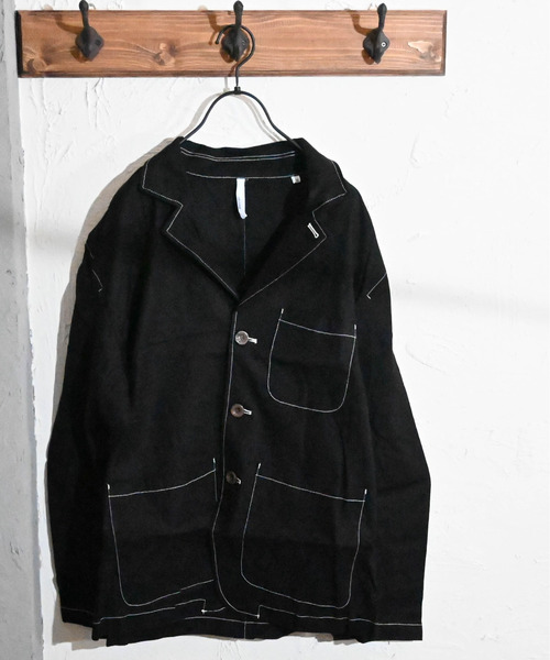 Burner(バーナー)の「【BURNER SELECT】綿麻ストレッチラペルトカバーオール(ステッチ配色)(カバーオール・メンズ・ベージュ/ブラック/キナリ/カーキ/ネイビー・XL/L/M)」の2枚目の写真