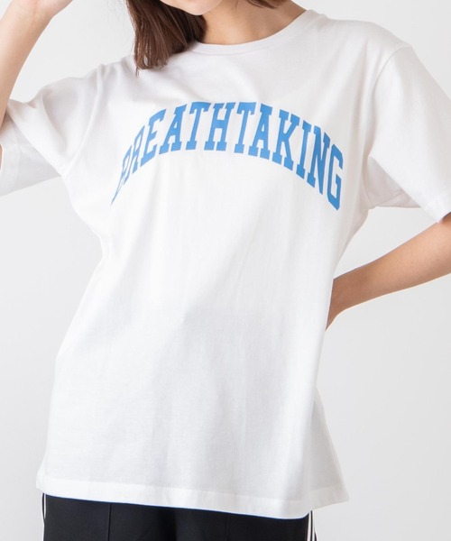 WEGO(ウィゴー)の「WEGO/カレッジロゴプリントTシャツ(Tシャツ/カットソー・レディース・ホワイト/ホワイト系その他/杢グレー/ライトパープル/オートミール/ブルー・SMALL/MEDIUM/LARGE/X-LARGE)」の5枚目の写真