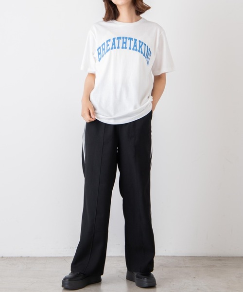 WEGO(ウィゴー)の「WEGO/カレッジロゴプリントTシャツ(Tシャツ/カットソー・レディース・ホワイト/ホワイト系その他/杢グレー/ライトパープル/オートミール/ブルー・SMALL/MEDIUM/LARGE/X-LARGE)」の11枚目の写真