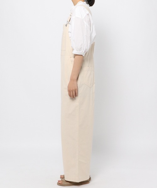 studio CLIP（スタディオクリップ）の「【低身長向けアイテム/WEB限定】コットンクロスワークサロペット（サロペット/オーバーオール・レディース・ブラック/ライトベージュ・FREE）」の4枚目の写真