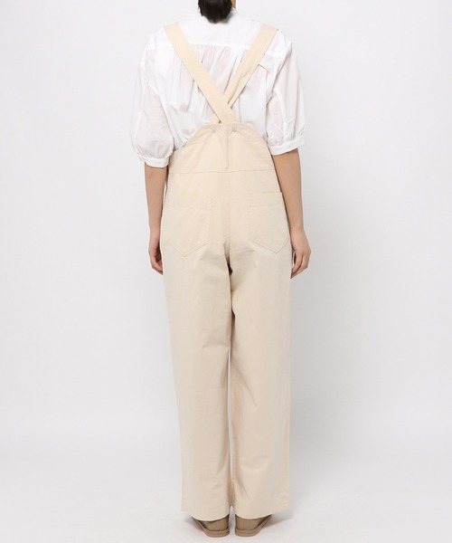 studio CLIP（スタディオクリップ）の「【低身長向けアイテム/WEB限定】コットンクロスワークサロペット（サロペット/オーバーオール・レディース・ブラック/ライトベージュ・FREE）」の6枚目の写真