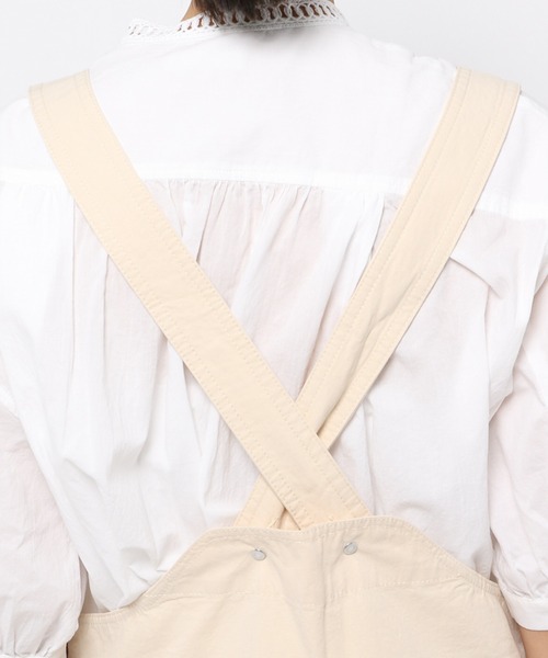 studio CLIP（スタディオクリップ）の「【低身長向けアイテム/WEB限定】コットンクロスワークサロペット（サロペット/オーバーオール・レディース・ブラック/ライトベージュ・FREE）」の5枚目の写真