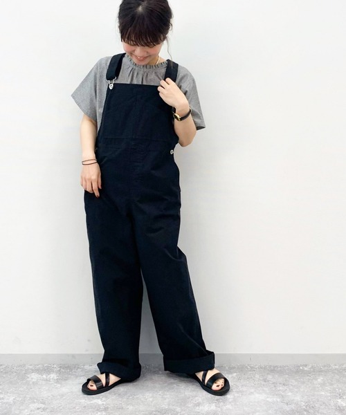 studio CLIP（スタディオクリップ）の「【低身長向けアイテム/WEB限定】コットンクロスワークサロペット（サロペット/オーバーオール・レディース・ブラック/ライトベージュ・FREE）」の17枚目の写真