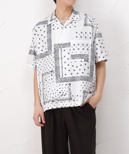 URBAN COLLECTION(アーバンコレクション)の「バンダナ柄オープンカラーシャツ(シャツ/ブラウス・メンズ・ホワイト/ブラック/ブラウン・M/L/XL)」の9枚目の写真