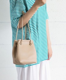 me+em select | 【ポーチ付】スムースレザー巾着ハンドバッグ(ハンドバッグ)