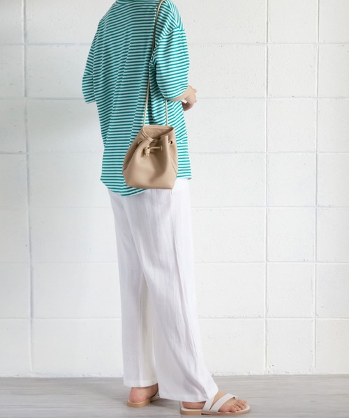 me+em select(ミームセレクト)の「【ポーチ付】スムースレザー巾着ハンドバッグ【数量限定販売】(ハンドバッグ・レディース・ホワイト/ブラック/ベージュ/イエロー/ブルー・FREE)」の11枚目の写真