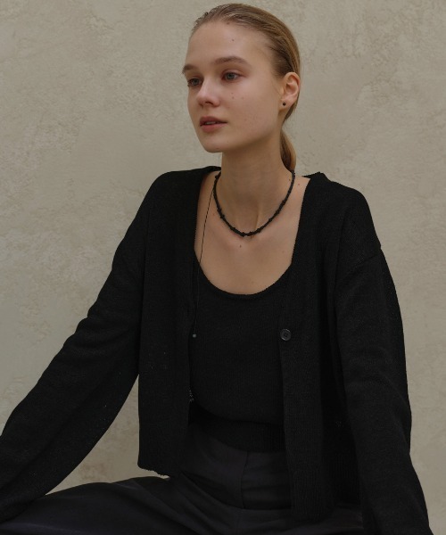 Moia（モイア）の「【Moia】ROUND SLEEVELESS / モイア ラウンド スリーブレス タンクトップ（キャミソール・レディース・ナチュラル/カーキ/ブラック・FREE）」の10枚目の写真