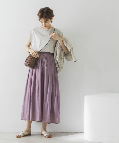 URBAN RESEARCH(アーバンリサーチ)の「ボックスタックエアリーロングスカート(スカート・レディース・オフホワイト/ライトブルー/ブラック/パープル系その他・FREE)」の19枚目の写真