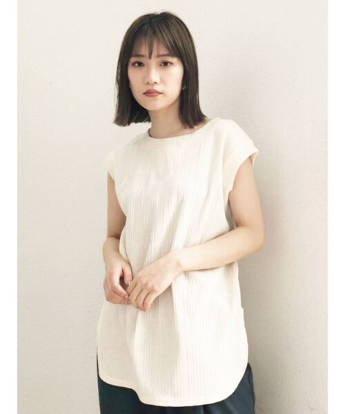 MURUA（ムルーア）の「麻混ナチュラルタンク（Tシャツ/カットソー・レディース・オレンジ/ブラック/アイボリー・FREE）」の6枚目の写真