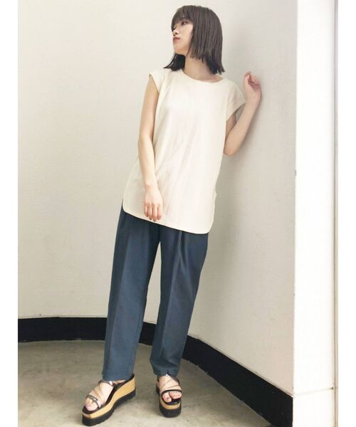 MURUA（ムルーア）の「麻混ナチュラルタンク（Tシャツ/カットソー・レディース・オレンジ/ブラック/アイボリー・FREE）」の7枚目の写真