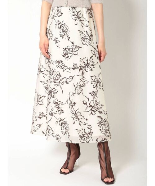 MERCURYDUO（マーキュリーデュオ）の「フロッキープリントフレアスカート（スカート・レディース・ブラウン/アイボリー・SMALL/MEDIUM）」の2枚目の写真