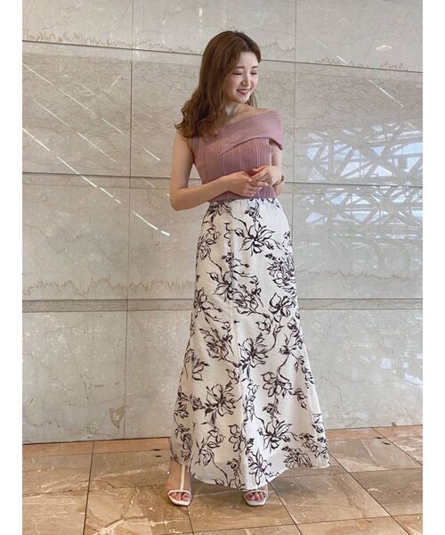 MERCURYDUO（マーキュリーデュオ）の「フロッキープリントフレアスカート（スカート・レディース・ブラウン/アイボリー・SMALL/MEDIUM）」の13枚目の写真