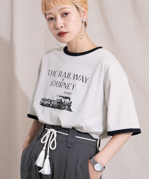 kutir（クティール）の「リンガートレインプリントTシャツ（Tシャツ/カットソー・レディース・ホワイト/オフホワイト/オートミール/アイボリー・FREE）」の7枚目の写真