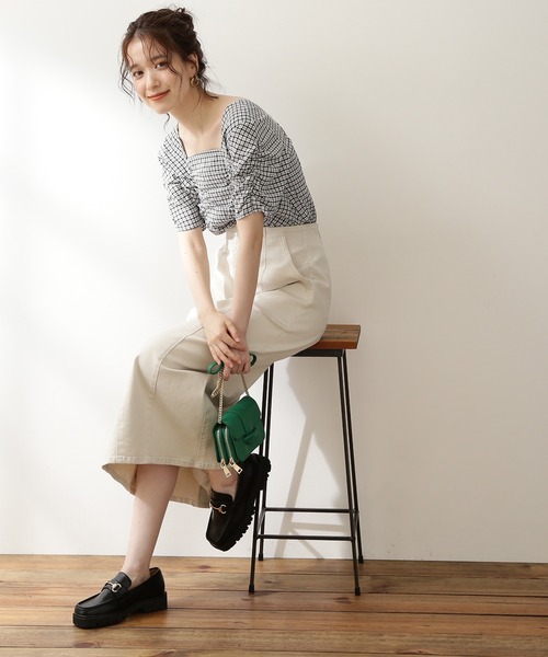 N.（N. Natural Beauty Basic）（エヌエヌナチュラルビューティーベーシック）の「◆ライトコットンナロースカート（スカート・レディース・ナチュラル/イエロー/ピンク・MEDIUM）」の5枚目の写真