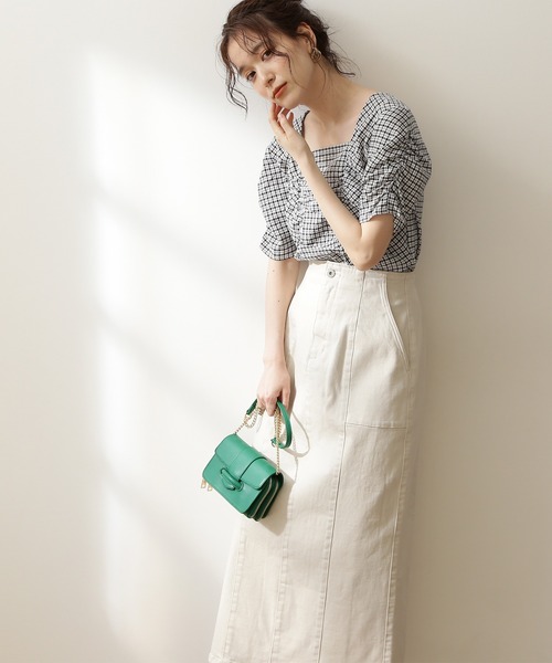 N.（N. Natural Beauty Basic）（エヌエヌナチュラルビューティーベーシック）の「◆ライトコットンナロースカート（スカート・レディース・ナチュラル/イエロー/ピンク・MEDIUM）」の7枚目の写真