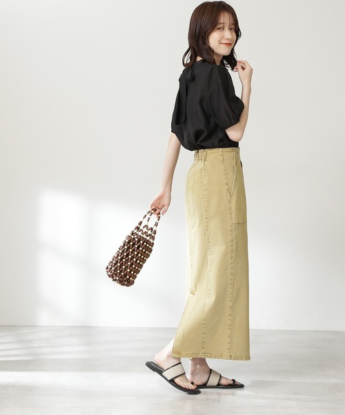 N.（N. Natural Beauty Basic）（エヌエヌナチュラルビューティーベーシック）の「◆ライトコットンナロースカート（スカート・レディース・ナチュラル/イエロー/ピンク・MEDIUM）」の9枚目の写真