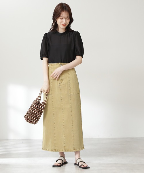 N.（N. Natural Beauty Basic）（エヌエヌナチュラルビューティーベーシック）の「◆ライトコットンナロースカート（スカート・レディース・ナチュラル/イエロー/ピンク・MEDIUM）」の10枚目の写真