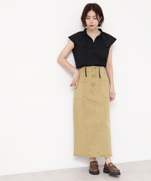 N.（N. Natural Beauty Basic）（エヌエヌナチュラルビューティーベーシック）の「◆ライトコットンナロースカート（スカート・レディース・ナチュラル/イエロー/ピンク・MEDIUM）」の22枚目の写真