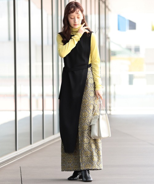 Ray BEAMS（レイビームス）の「Ray BEAMS / サイド オープン ジレ ワンピース（ワンピース・レディース・ブラック/ベージュ・ONE SIZE）」の14枚目の写真