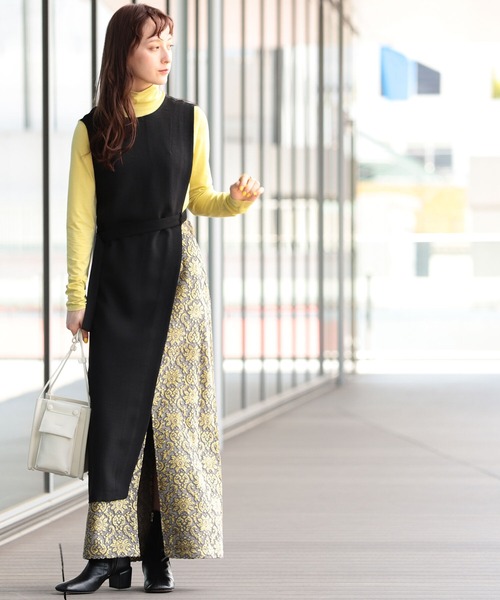 Ray BEAMS（レイビームス）の「Ray BEAMS / サイド オープン ジレ ワンピース（ワンピース・レディース・ブラック/ベージュ・ONE SIZE）」の16枚目の写真