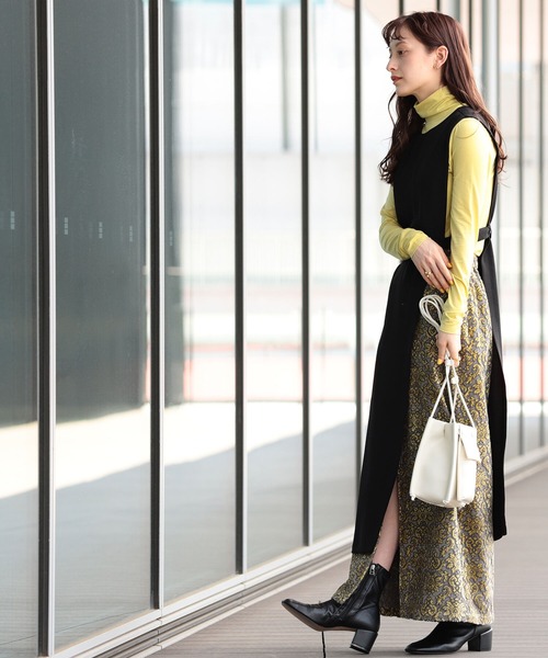 Ray BEAMS（レイビームス）の「Ray BEAMS / サイド オープン ジレ ワンピース（ワンピース・レディース・ブラック/ベージュ・ONE SIZE）」の12枚目の写真