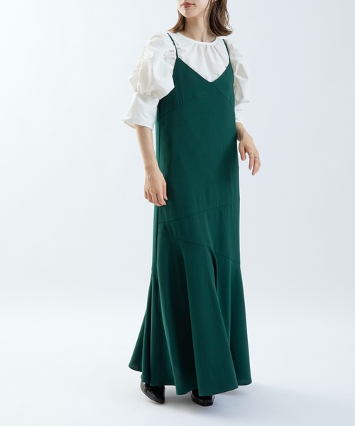 UNSPARE（アンスペア）の「【UNSPARE/アンスペア】ティアードキャミワンピース/WEB一部店舗限定（ワンピース・レディース・グリーン/ブラック・FREE）」の2枚目の写真