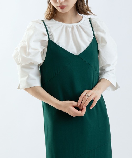 UNSPARE（アンスペア）の「【UNSPARE/アンスペア】ティアードキャミワンピース/WEB一部店舗限定（ワンピース・レディース・グリーン/ブラック・FREE）」の6枚目の写真