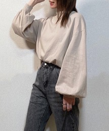 JUNOAH | ドロップショルダーモックネックロングTシャツ(Tシャツ/カットソー)