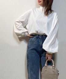JUNOAH | ドロップショルダーモックネックロングTシャツ(Tシャツ/カットソー)