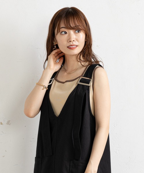 prose verse（プロズヴェール）の「ツイルアウトポケットジャンスカ（ジャンパースカート・レディース・ブラック/ベージュ・MEDIUM）」の12枚目の写真