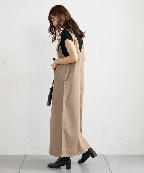 prose verse（プロズヴェール）の「ツイルアウトポケットジャンスカ（ジャンパースカート・レディース・ブラック/ベージュ・MEDIUM）」の13枚目の写真