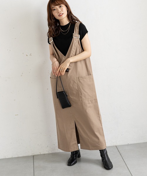 prose verse（プロズヴェール）の「ツイルアウトポケットジャンスカ（ジャンパースカート・レディース・ブラック/ベージュ・MEDIUM）」の18枚目の写真