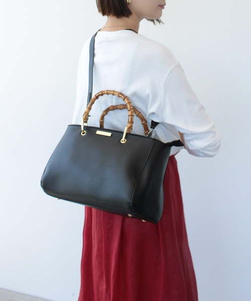 KATIE LOXTON(ケイティロクストン)の「バンブートートバッグ(トートバッグ・レディース・ブラック/ベージュ・FREE)」の9枚目の写真