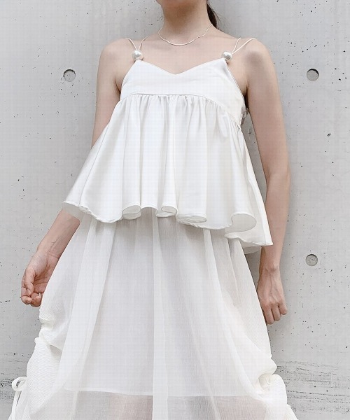 PAIN(ペイン)の「パールサテンキャミトップス(キャミソール・レディース・ホワイト/ブラック/ブルー・FREE)」の2枚目の写真