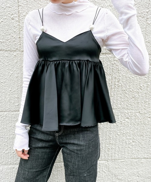 PAIN(ペイン)の「パールサテンキャミトップス(キャミソール・レディース・ホワイト/ブラック/ブルー・FREE)」の3枚目の写真