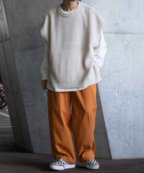 kutir（クティール）の「サイドスリットニットベスト（ベスト・メンズ・オフホワイト/ダークブルー/チャコールグレー・MEDIUM/LARGE）」の18枚目の写真