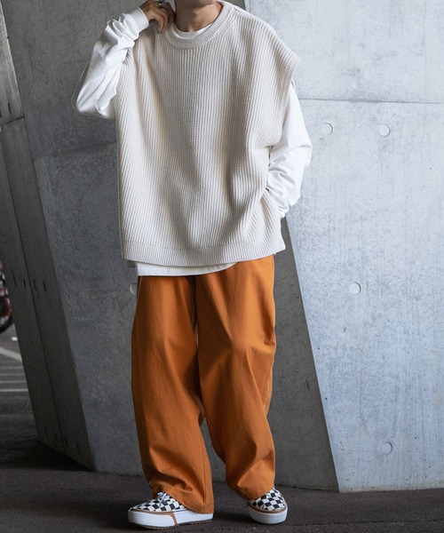 kutir（クティール）の「サイドスリットニットベスト（ベスト・メンズ・オフホワイト/ダークブルー/チャコールグレー・MEDIUM/LARGE）」の7枚目の写真