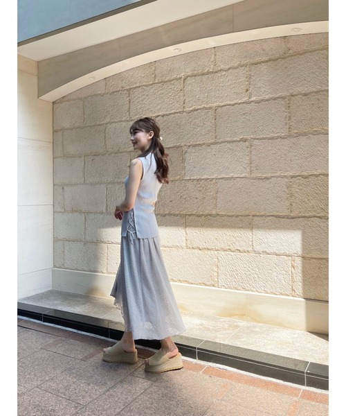 ハロッズスカート フレアスカート ハロッズ Harrods フレアスカート ひざ丈 フリル ニット ピンク