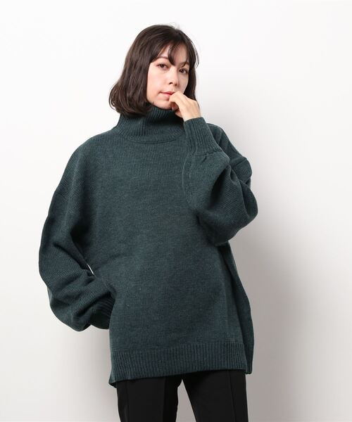 Bling Leads（ブリングリーズ）の「5ゲージ　オーバーサイズハイネックニット（ニット/セーター・レディース・ブラック/ベージュ/グリーン/ブラウン・LARGE/MEDIUM/X-LARGE/SMALL）」の11枚目の写真