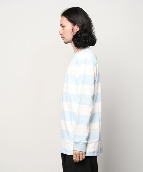 TAIKAN（テイケン）の「【TAIKAN / テイケン】STRIPED L/S CREW BABY BLUE  / ロングスリーブボーダーTシャツ（Tシャツ/カットソー・メンズ・ブルー・MEDIUM/X-LARGE/LARGE/SMALL）」の8枚目の写真