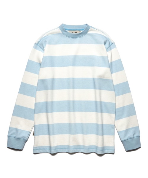 TAIKAN（テイケン）の「【TAIKAN / テイケン】STRIPED L/S CREW BABY BLUE  / ロングスリーブボーダーTシャツ（Tシャツ/カットソー・メンズ・ブルー・MEDIUM/X-LARGE/LARGE/SMALL）」の3枚目の写真