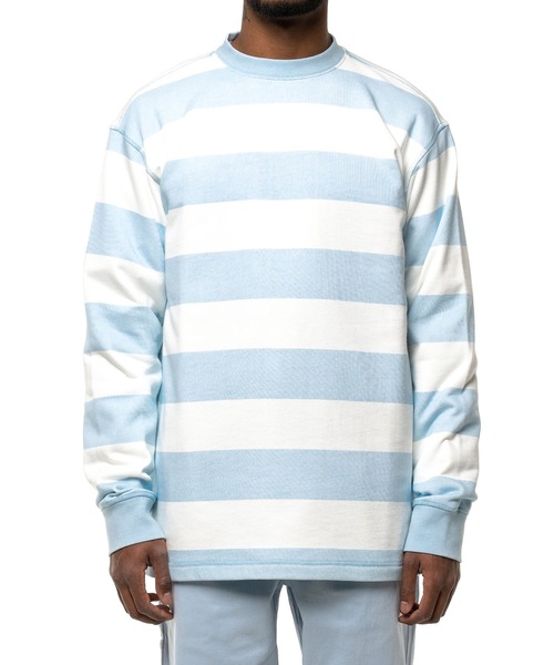 TAIKAN（テイケン）の「【TAIKAN / テイケン】STRIPED L/S CREW BABY BLUE  / ロングスリーブボーダーTシャツ（Tシャツ/カットソー・メンズ・ブルー・MEDIUM/X-LARGE/LARGE/SMALL）」の11枚目の写真