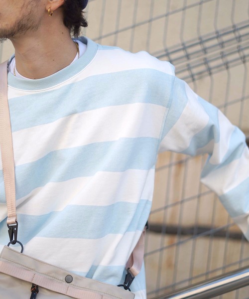 TAIKAN（テイケン）の「【TAIKAN / テイケン】STRIPED L/S CREW BABY BLUE  / ロングスリーブボーダーTシャツ（Tシャツ/カットソー・メンズ・ブルー・MEDIUM/X-LARGE/LARGE/SMALL）」の13枚目の写真