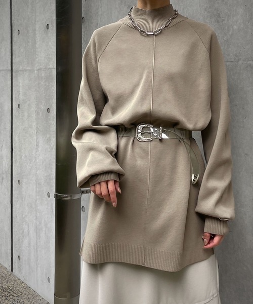 &g'aime（アンジェム）の「【＆g'aime】アウトリンクングハイネックニット（ニット/セーター・レディース・カーキ/パープル/ベージュ/ブラック・FREE）」の18枚目の写真