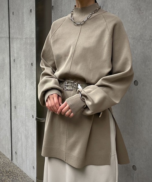 &g'aime（アンジェム）の「【＆g'aime】アウトリンクングハイネックニット（ニット/セーター・レディース・カーキ/パープル/ベージュ/ブラック・FREE）」の21枚目の写真