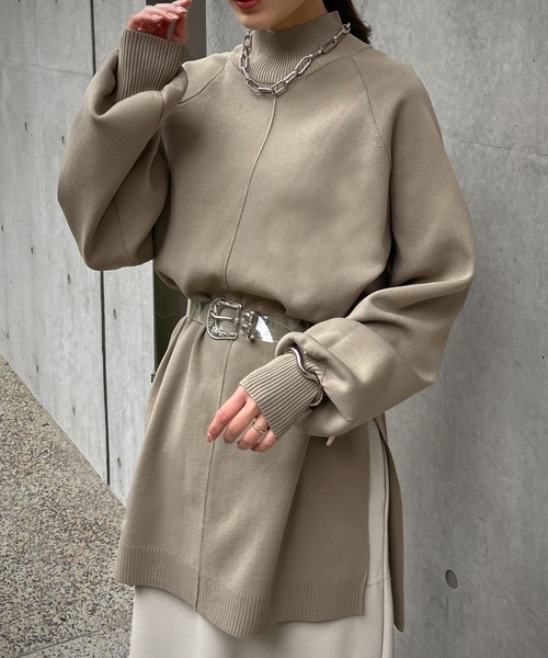 &g'aime（アンジェム）の「【＆g'aime】アウトリンクングハイネックニット（ニット/セーター・レディース・カーキ/パープル/ベージュ/ブラック・FREE）」の20枚目の写真