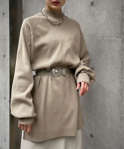 &g'aime（アンジェム）の「【＆g'aime】アウトリンクングハイネックニット（ニット/セーター・レディース・カーキ/パープル/ベージュ/ブラック・FREE）」の22枚目の写真