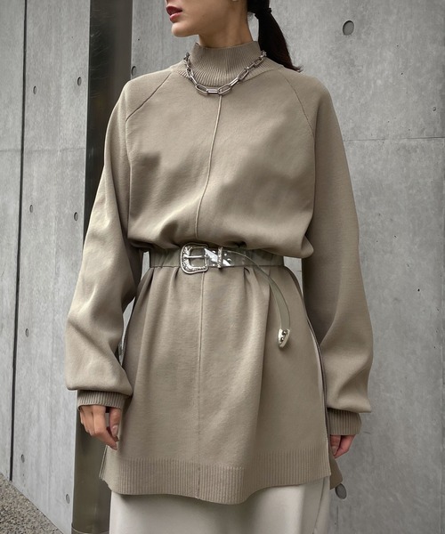 &g'aime（アンジェム）の「【＆g'aime】アウトリンクングハイネックニット（ニット/セーター・レディース・カーキ/パープル/ベージュ/ブラック・FREE）」の19枚目の写真